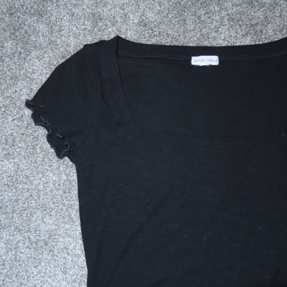 Black Ruffle Sleeve Top - Picture 3 of 4